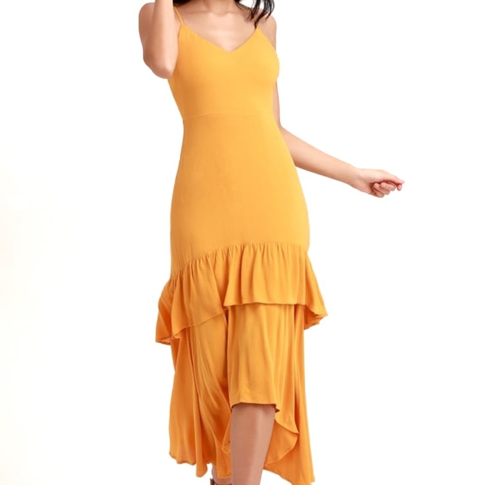 NEW-Lulu's Island Song Ruffled Tiered HiLo Dress